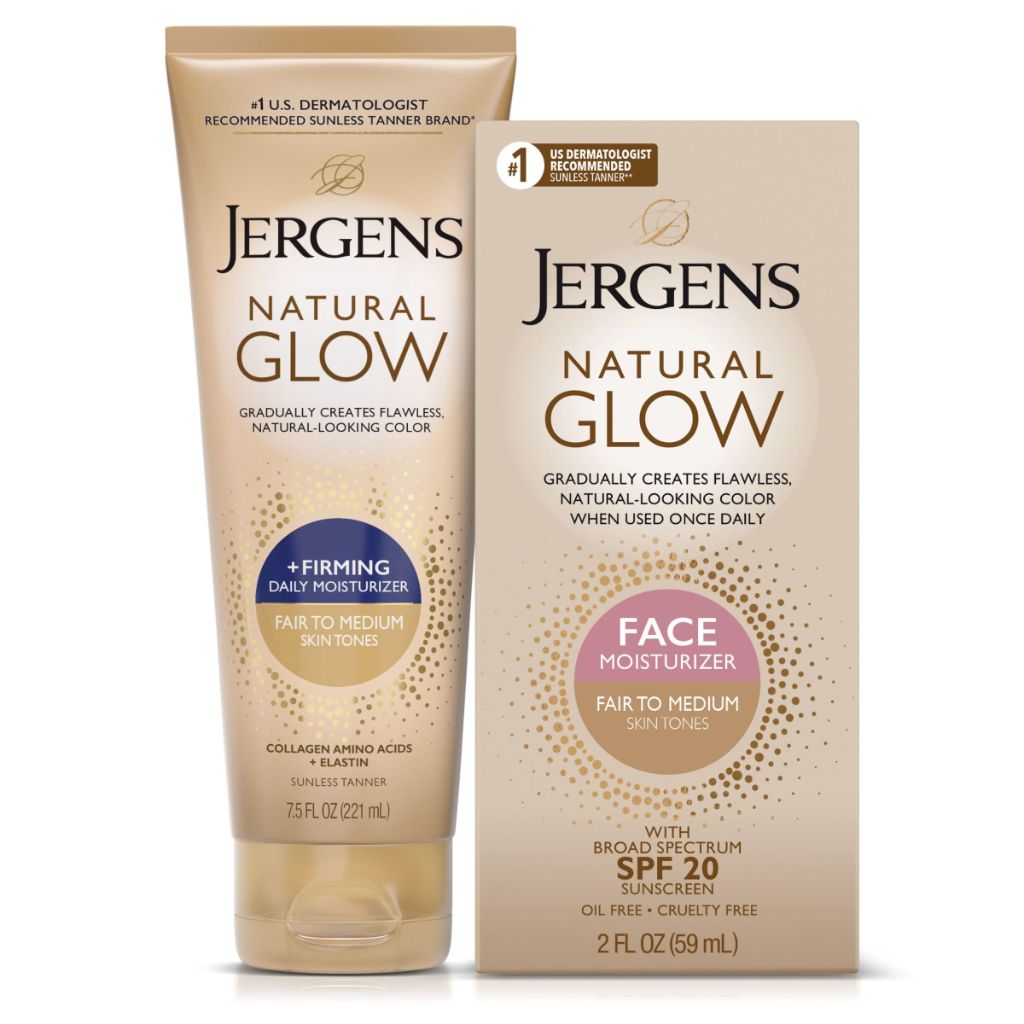 Jergens Natural Gradual Glow Bundle: Daily Moisturizer 7.5fl oz & SPF20 Face Moisturizer 2fl oz, Fair/Medium