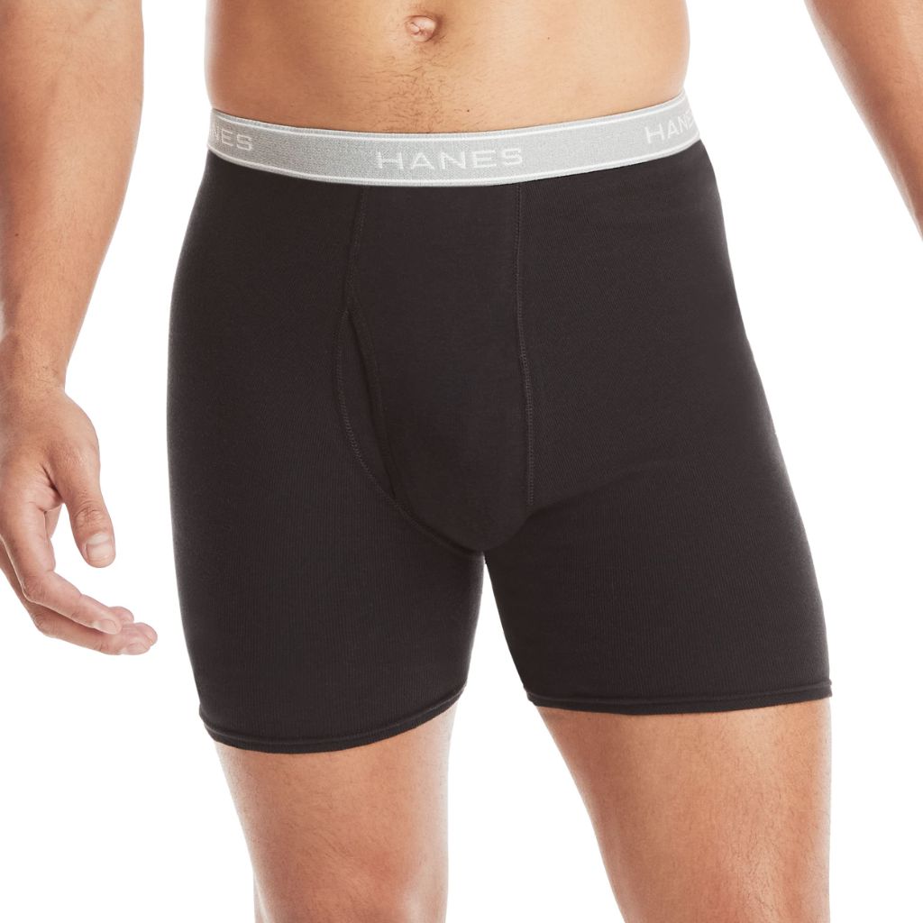 Hanes Men's Cool Dri Moisture-Wicking Cotton Boxer Briefs - Black, 2XL (12 Pair)
