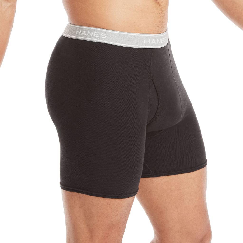 Hanes Men's Cool Dri Moisture-Wicking Cotton Boxer Briefs - Black, 2XL (12 Pair)