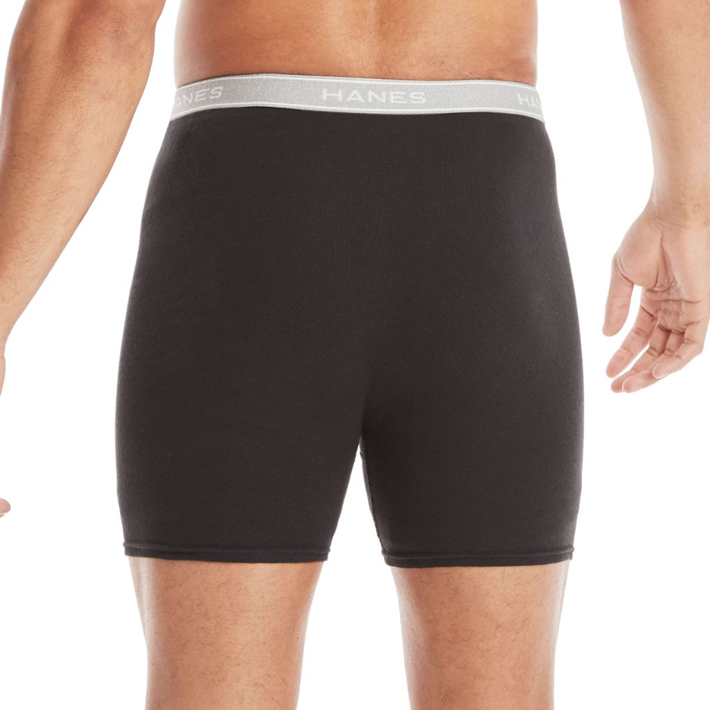 Hanes Men's Cool Dri Moisture-Wicking Cotton Boxer Briefs - Black, 2XL (12 Pair)