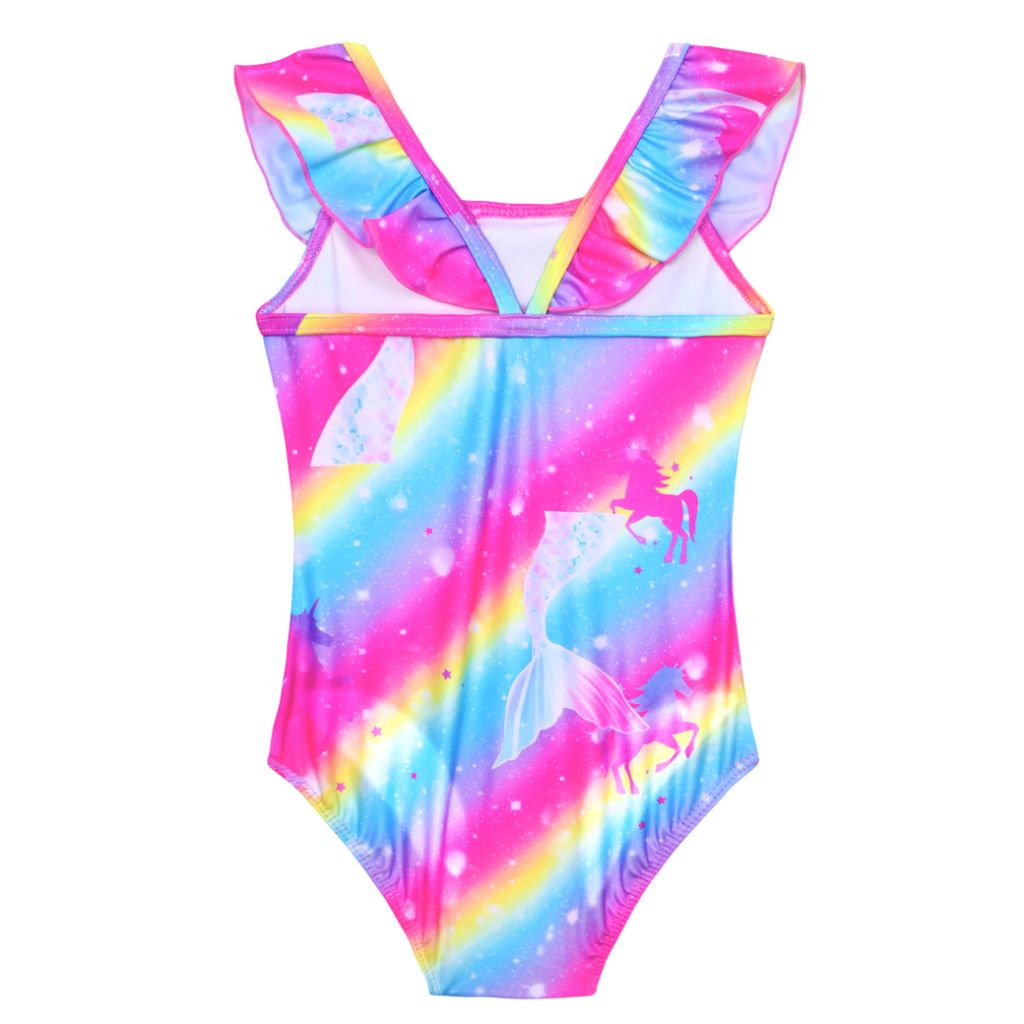 Snowheart Swimsuit for Girls, Rainbow Unicorn - Size 4t 5t