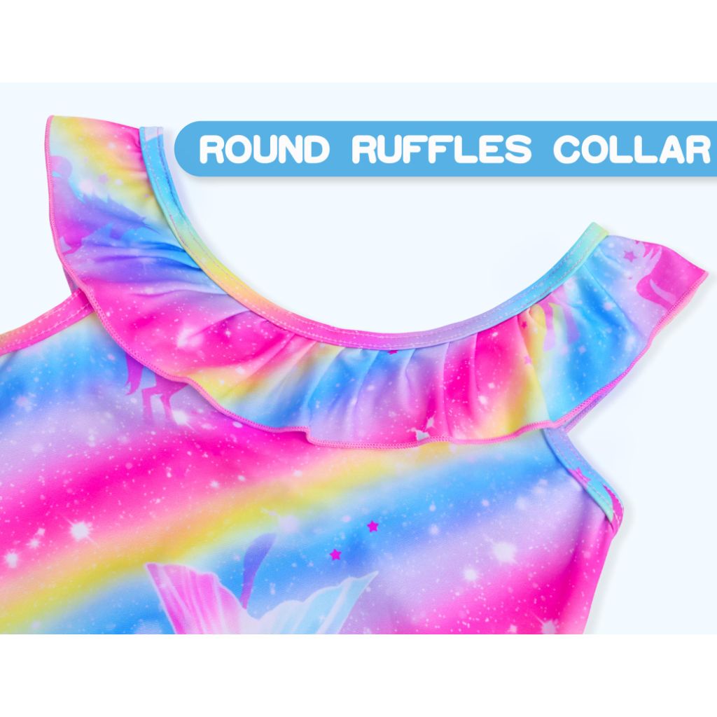 Snowheart Swimsuit for Girls, Rainbow Unicorn - Size 4t 5t
