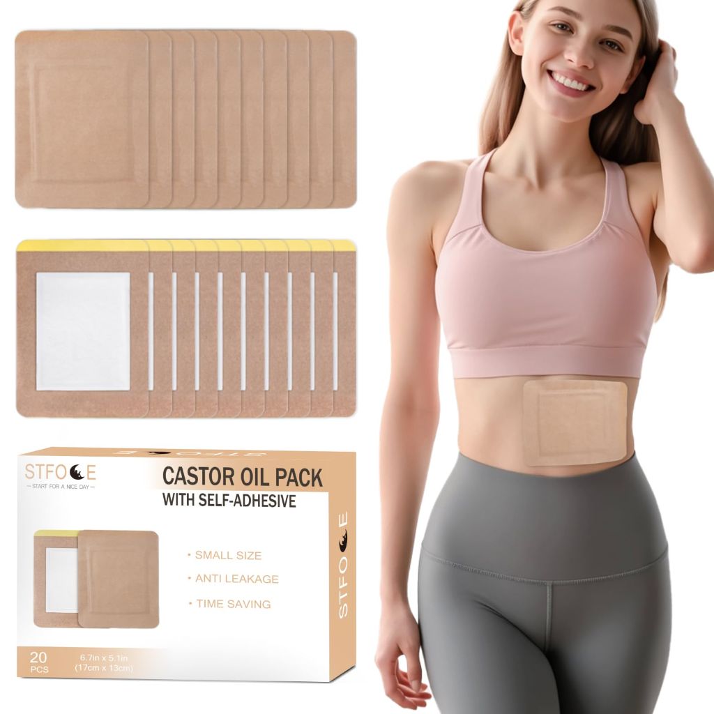STFOCE Castor Oil Wraps, Self-Adhesive Wrap - 20pcs, Khaki