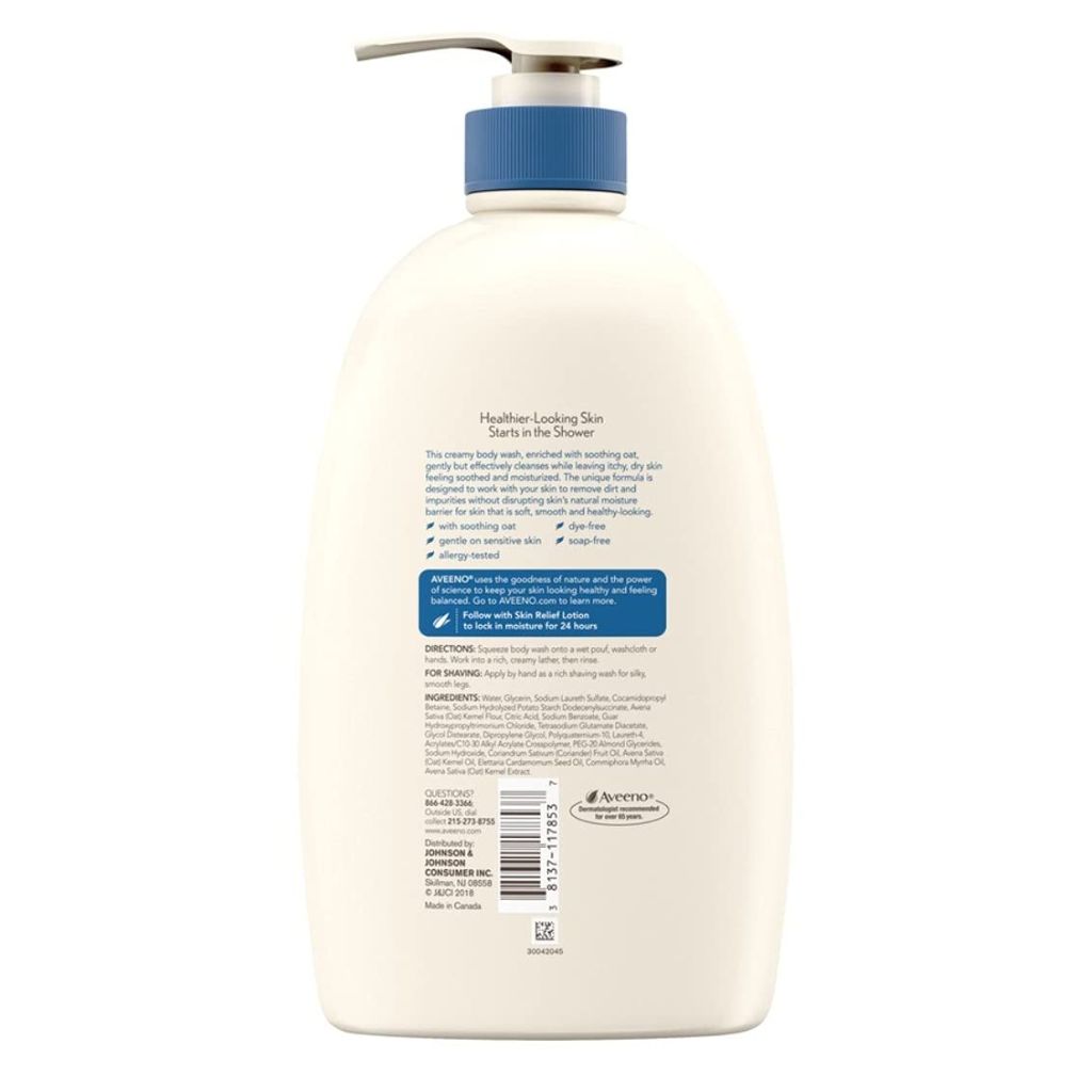 Aveeno Skin Relief Fragrance-Free Body Wash with Oat to Soothe Dry Itchy Skin, 33 fl. oz