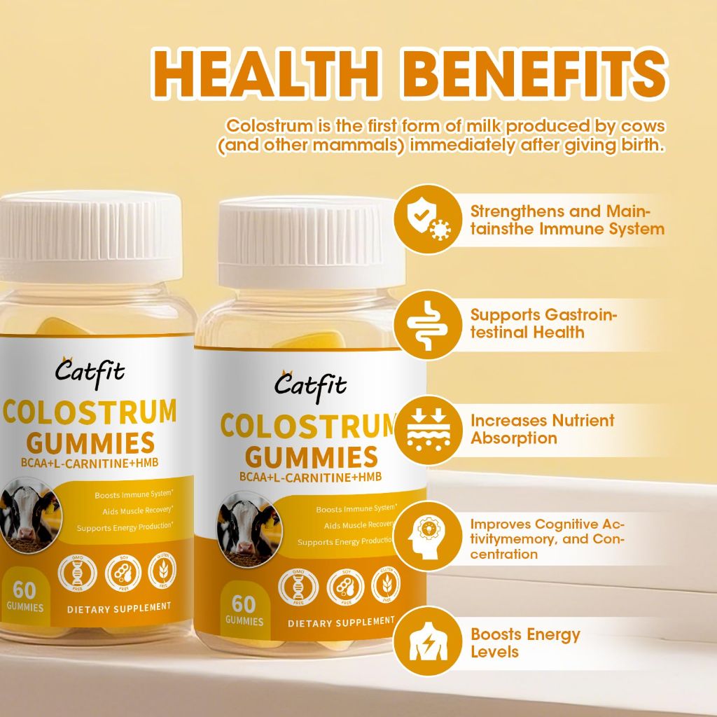 Catfit Sugar-Free Bovine Colostrum Supplement Gummies - Orange, 60ct (2 Pack)
