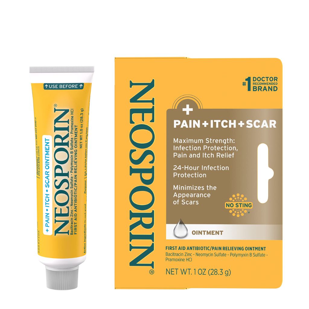 Neosporin Pain Itch Scar Antibiotic Ointment for Infection Prevention and Pain Relief, 1.0 oz
