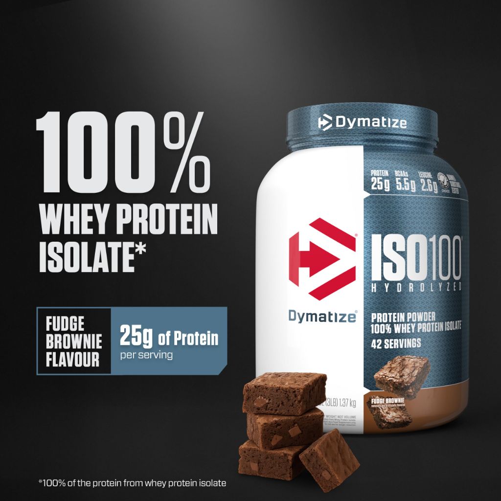 Dymatize ISO100 Whey Isolate Protein Powder - Fudge Brownie, 3lb