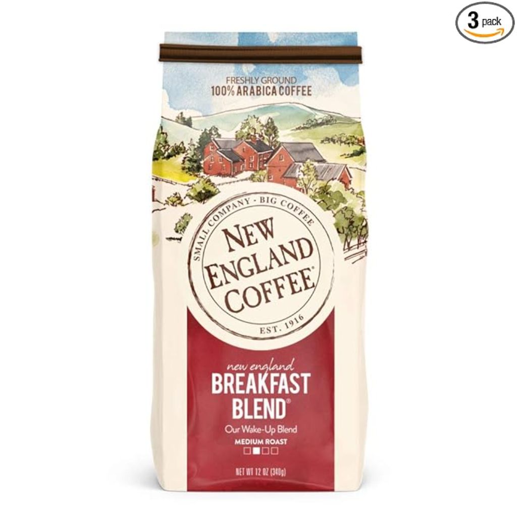 New England Coffee Breakfast Blend Medium Roast Ground Coffee - 12oz Bag (3 Pack)