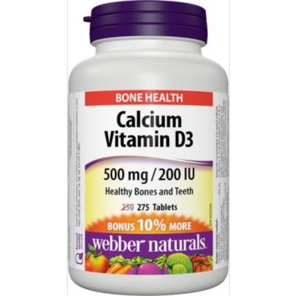 Webber Naturals Calcium Carbonate 500mg w/Vitamin D3 - 275 Tablets