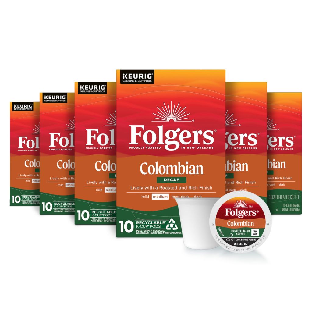 Folgers Colombian Decaf Keurig K-Cup Coffee Pods, 60ct.
