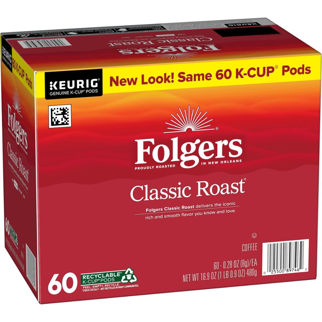 Folgers Classic Roast Keurig K-Cup Coffee Pods, 60ct.