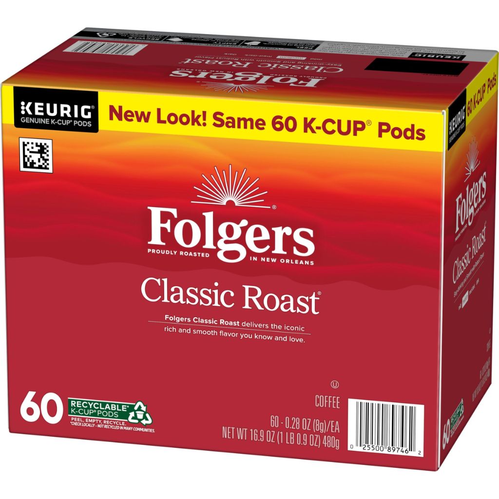 Folgers Classic Roast Keurig K-Cup Coffee Pods, 60ct.