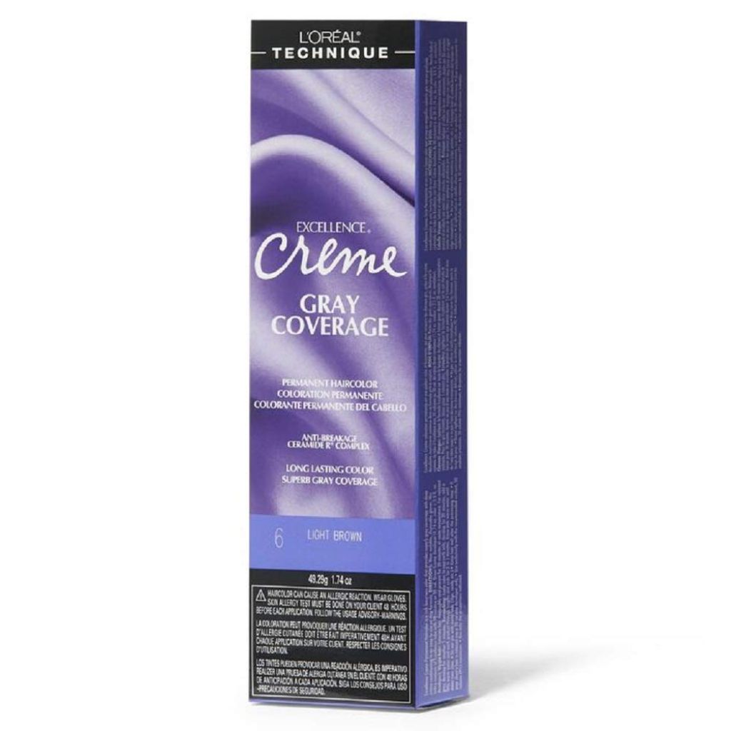 L'OREAL TECHNIQUE Excellence Crème Gray Coverage Permanent Hair Color - 6 Light Brown, 1.74 oz.