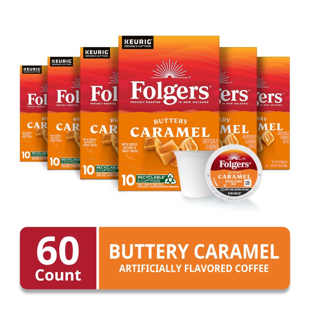 Folgers Buttery Caramel Keurig K-Cup Coffee Pods, 60ct.