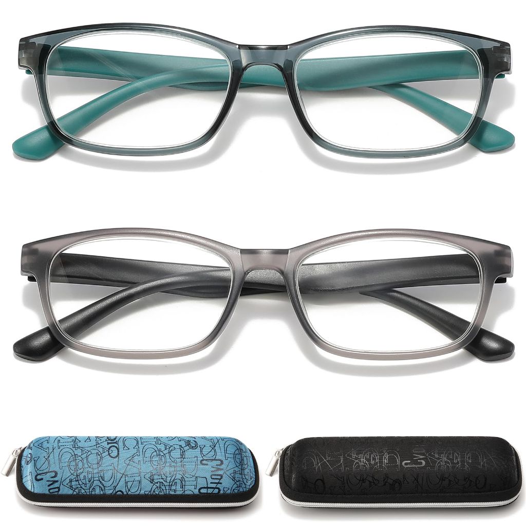 RaoOG Adult's Blue Light Blocking Reading Glasses - Blue/Black, 1.25 (2 Pack)