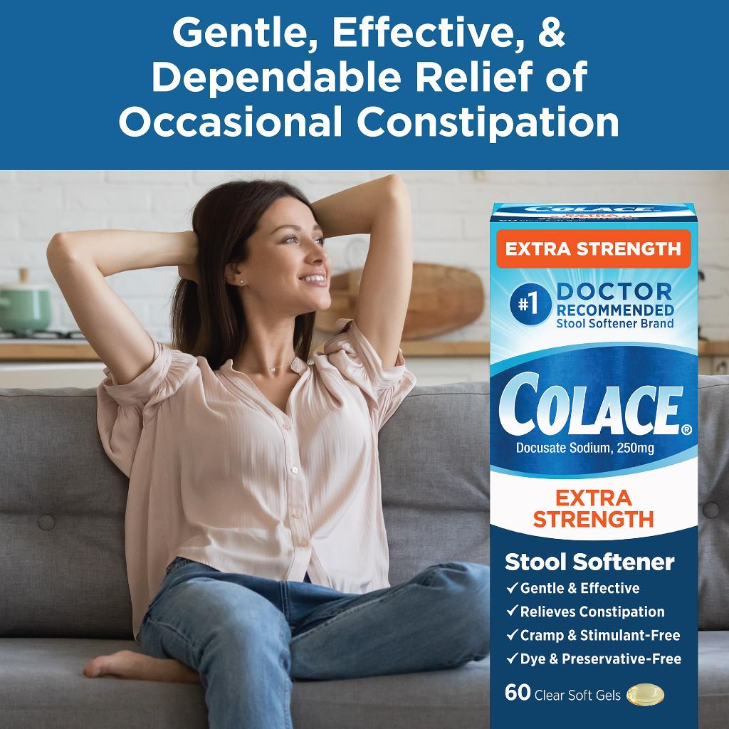 Colace Extra Strength Docusate 250mg Stool Softener - 60 Capsules