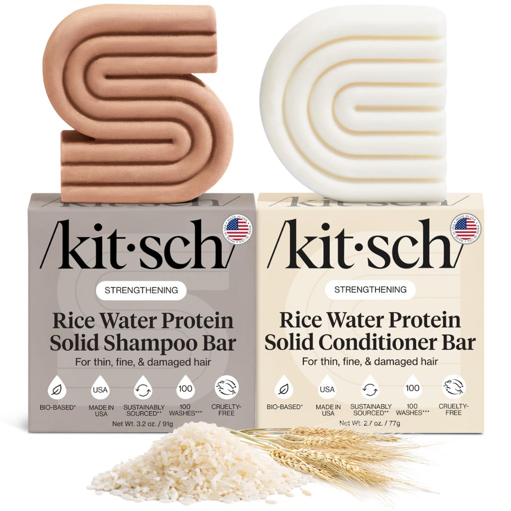 Kitsch Rice Water Strengthening Shampoo & Conditioner Bars –  2 Pack