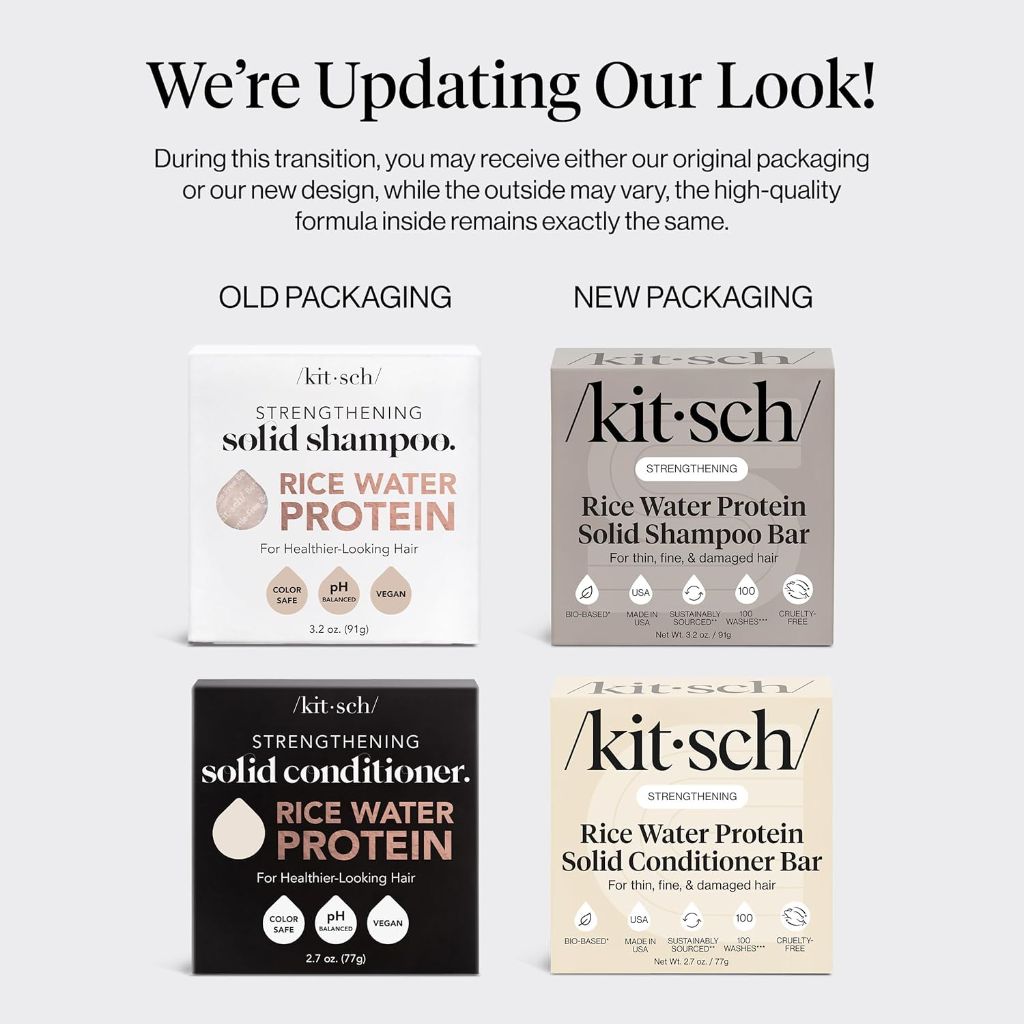 Kitsch Rice Water Strengthening Shampoo & Conditioner Bars –  2 Pack