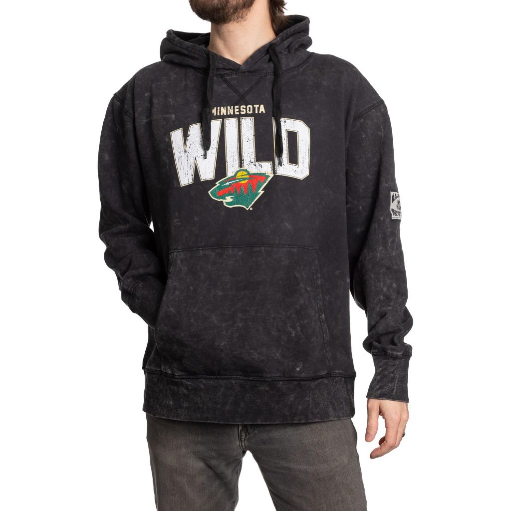 Calhoun Adults NHL Surf & Skate Acid Wash Pullover Hoodie - Minnesota Wild, Gray (XXL)