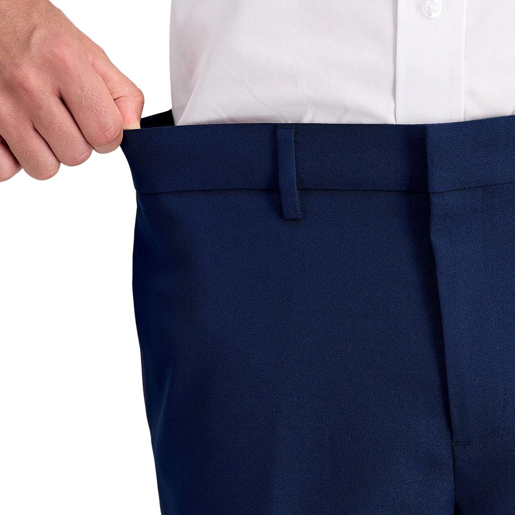 Louis Raphael Men's Premium Stretch Straight Fit Dress Pants - Midnight Blue, 40W x 30L