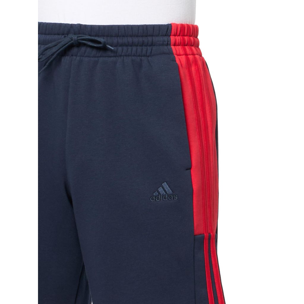 adidas Men's Essentials Fleece 3-Stripes Color Block Shorts - Ink/Collegiate Red, XS