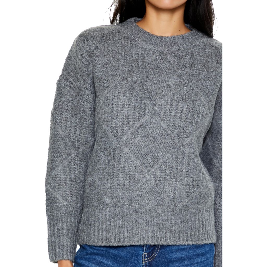 Forever 21 Women's Textured Marled Knit Sweater - Dark Gray, Medium