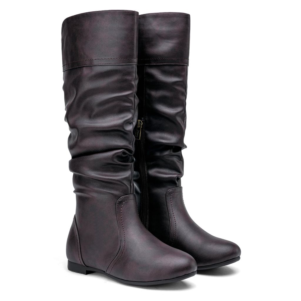 Jeossy Women's 9601 Knee High Boots, Tall Slouch Boots, Brown/Dark Brown, Size 5.5