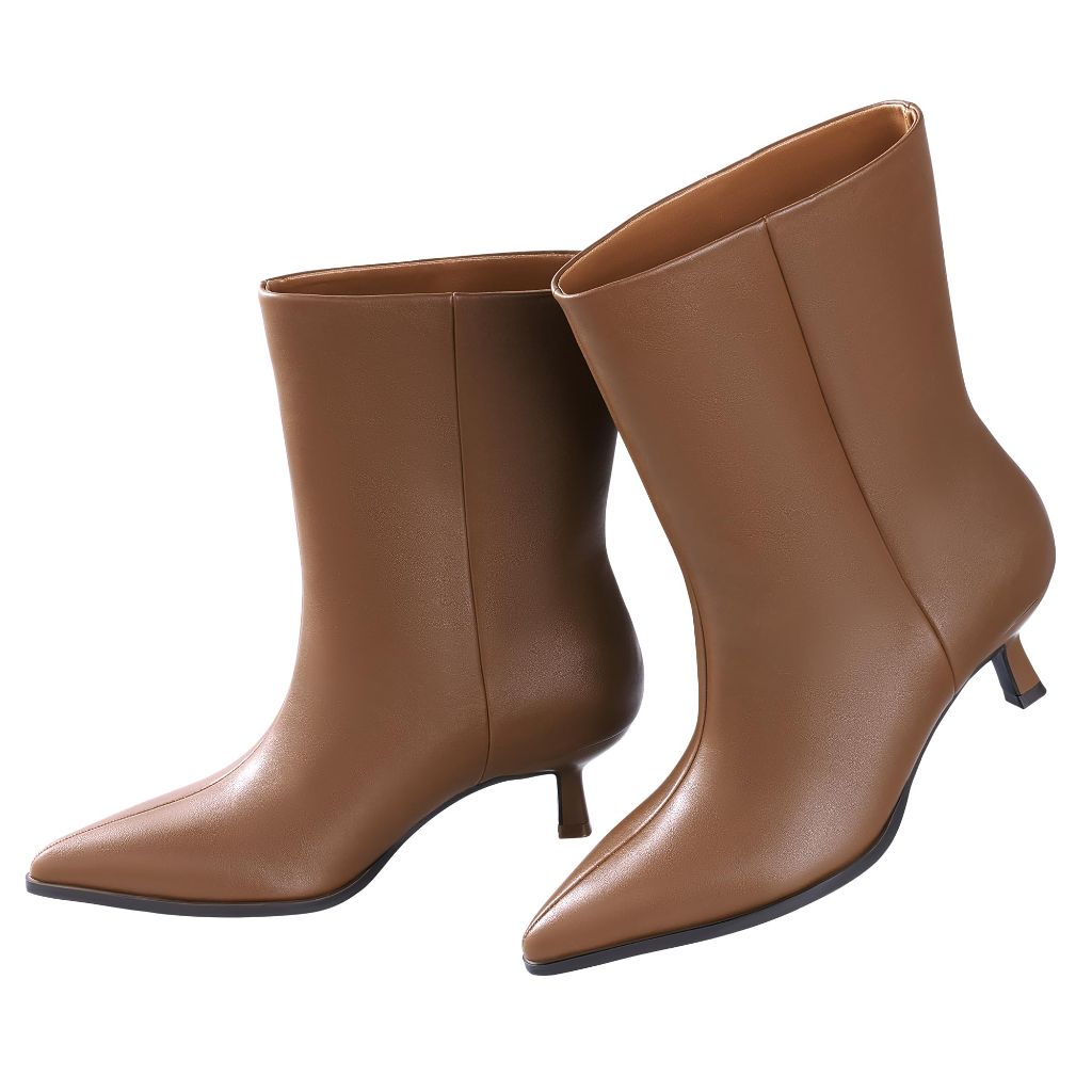 Anki Women's Kitten Heel Ankle Boots, Brown, SZ 8.5