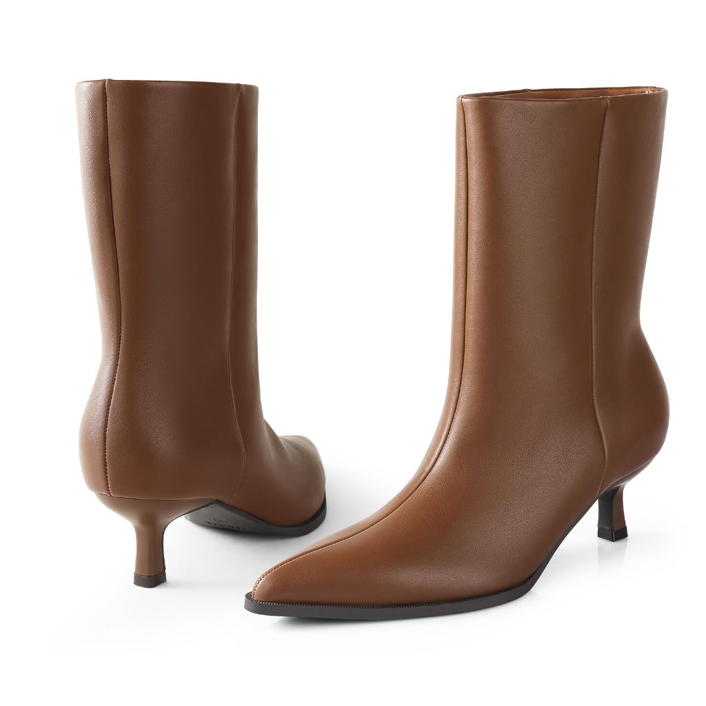 Anki Women's Kitten Heel Ankle Boots, Brown, SZ 8.5