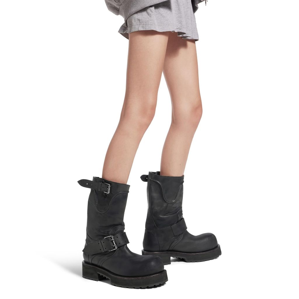 ETPSJKR Mid Calf Motorcycle Riding Boots, Black SZ 7