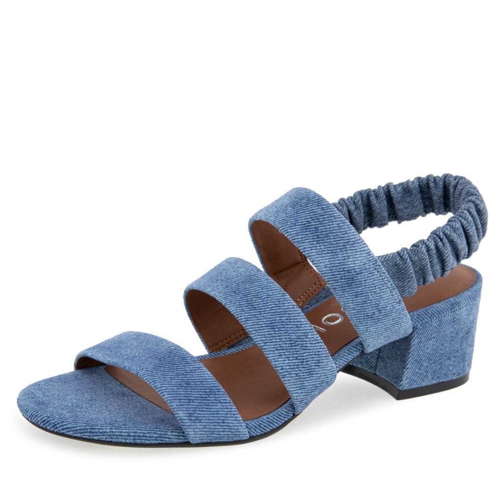 Aerosoles Women's Clarissa, Block Heeled Slingback Sandal, Blue Jean Suede, SZ 5