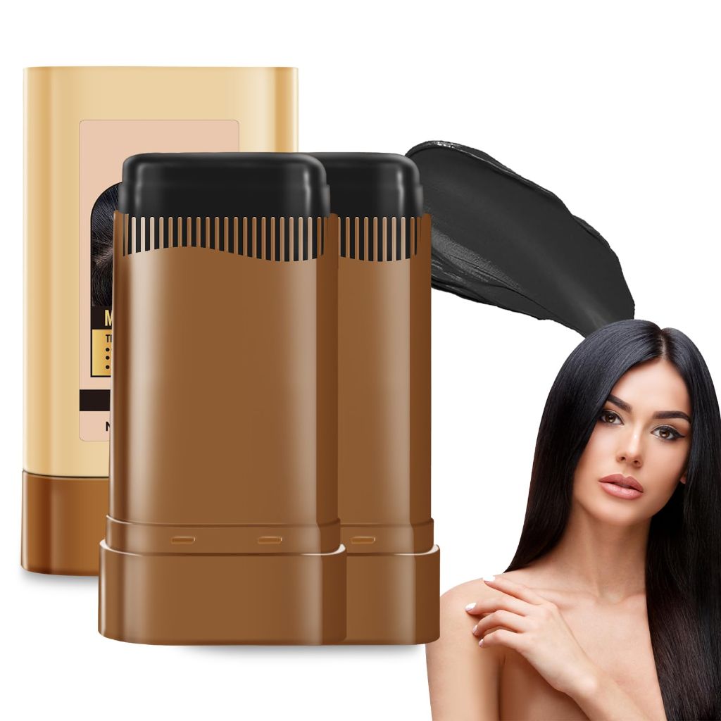 Tuz Black Sesame Temporary Hair Dye Magic Retouch Comb - #01 Black, 0.7 fl. oz. (2 Pack)
