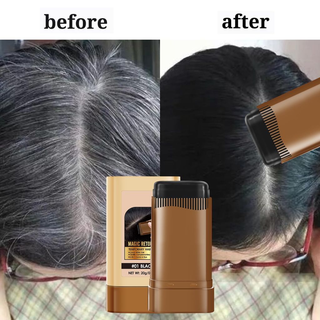 Tuz Black Sesame Temporary Hair Dye Magic Retouch Comb - #01 Black, 0.7 fl. oz. (2 Pack)