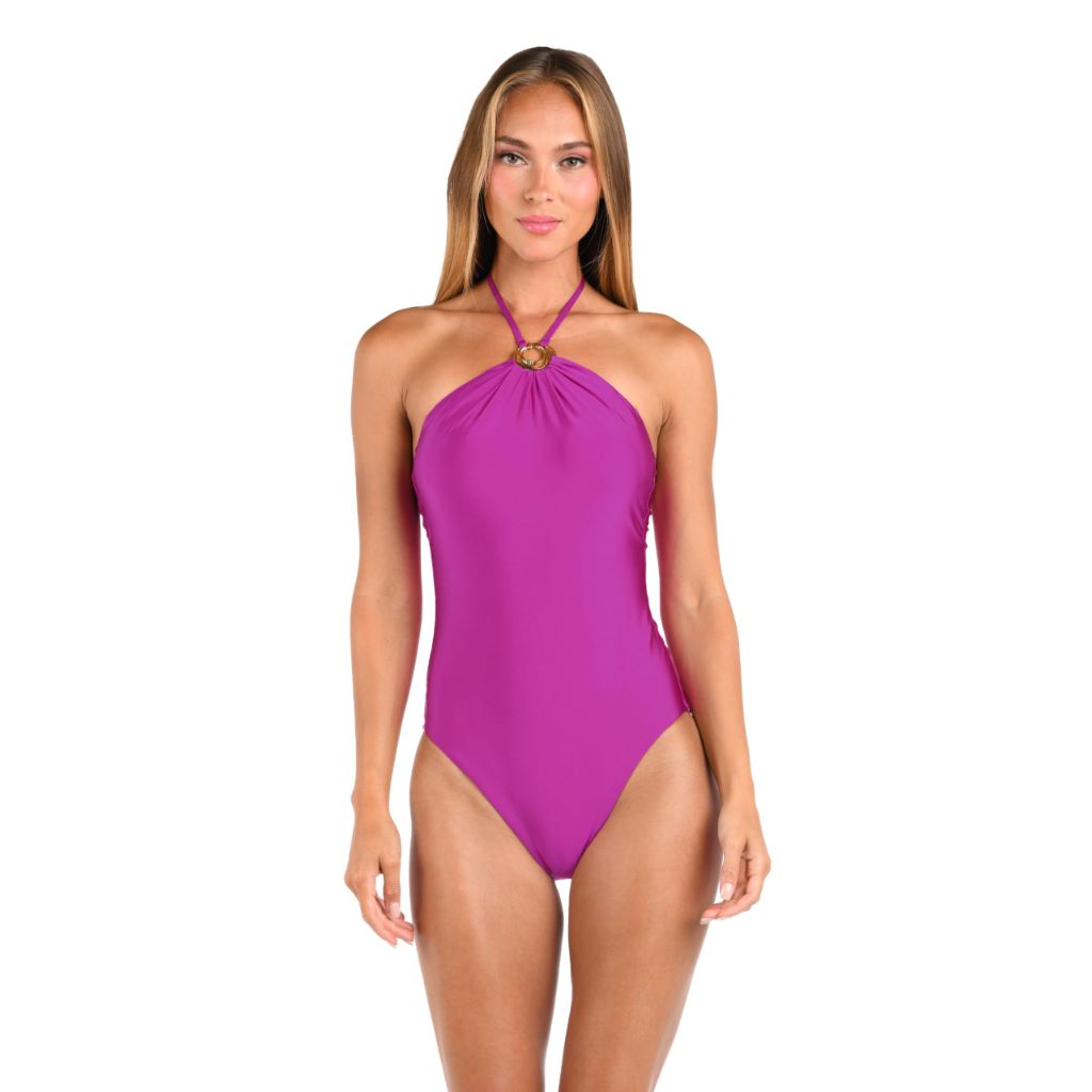 Sunshine 79 Women's High Neck One Piece Swimsuit - Bright Violet/Sunshine Solid, Size 4