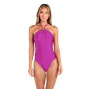 Sunshine 79 Women's High Neck One Piece Swimsuit - Bright Violet/Sunshine Solid, Size 4