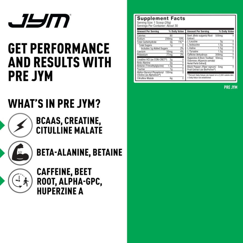 JYM  Pre-Jym High-Performance Pre-Workout - Rainbow Sherbet, 28.6oz