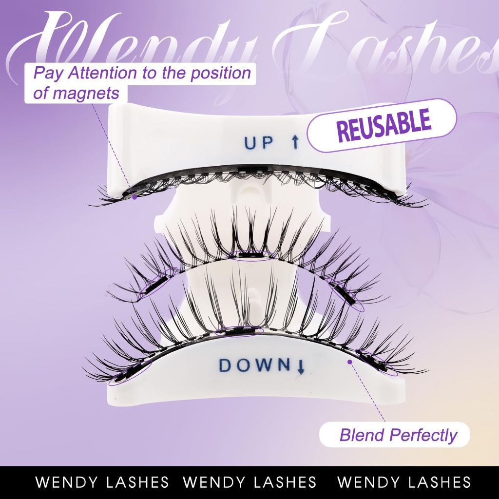 Wendy Lashes 2-Pairs Magnetic Eyelashes Kit with Applicator