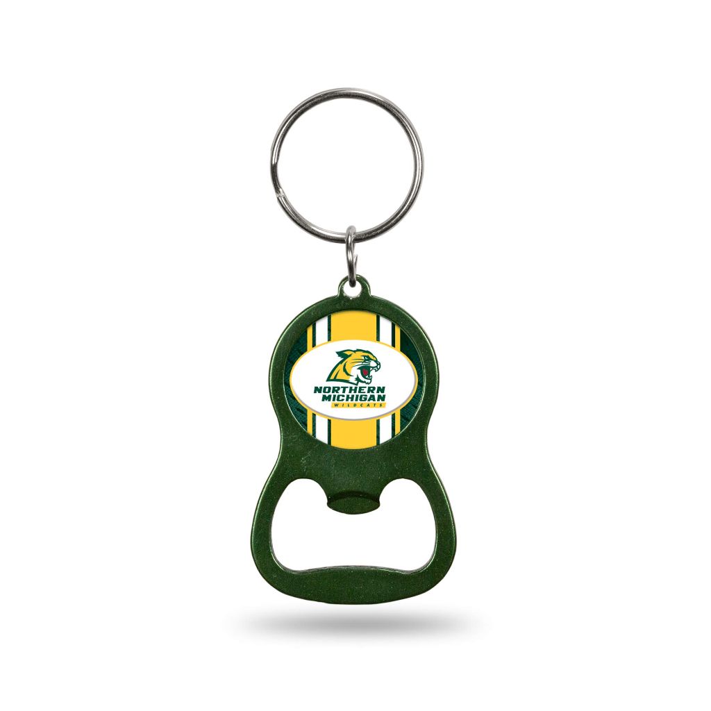 Rico Industries NCAA Northern Michigan Wildcats Green Metal Bottle Opener Keychain
