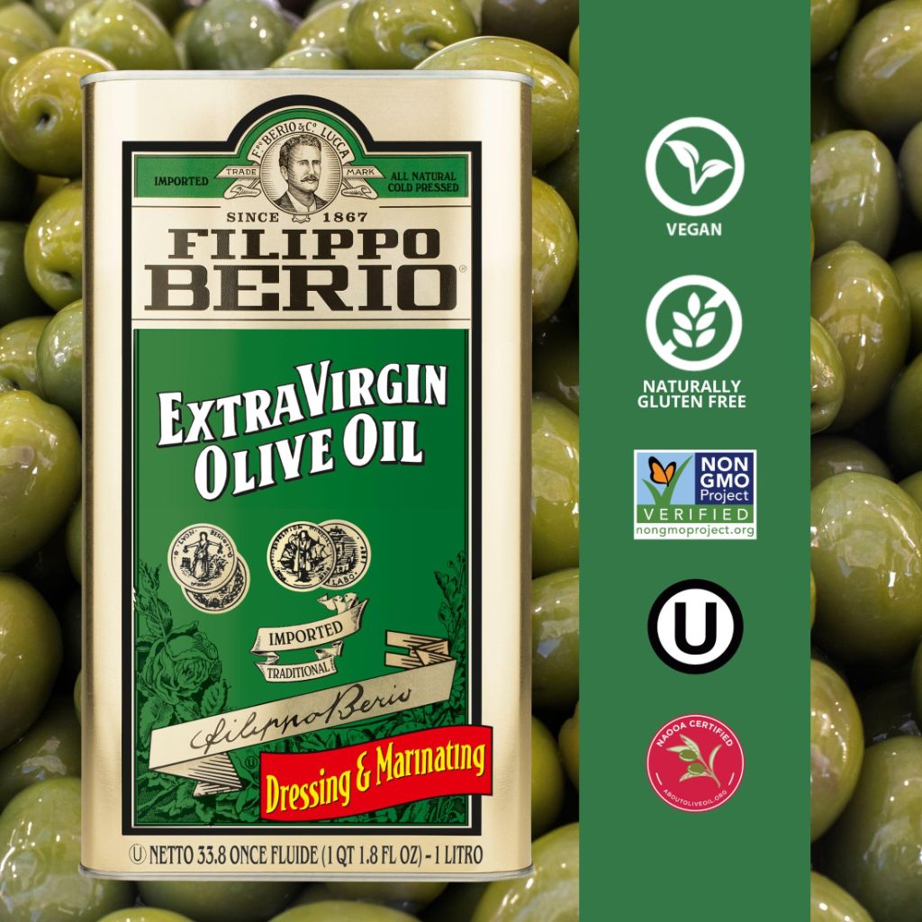 Filippo Berio Cold Pressed Extra Virgin Olive Oil w/Polyphenols - 33.8 fl. oz. Tin