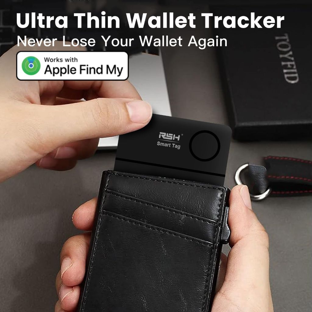 RSH Wallet Tracker Smart Card Finder Item Locator Works with Apple Find My (Android Not Supported) - Black
