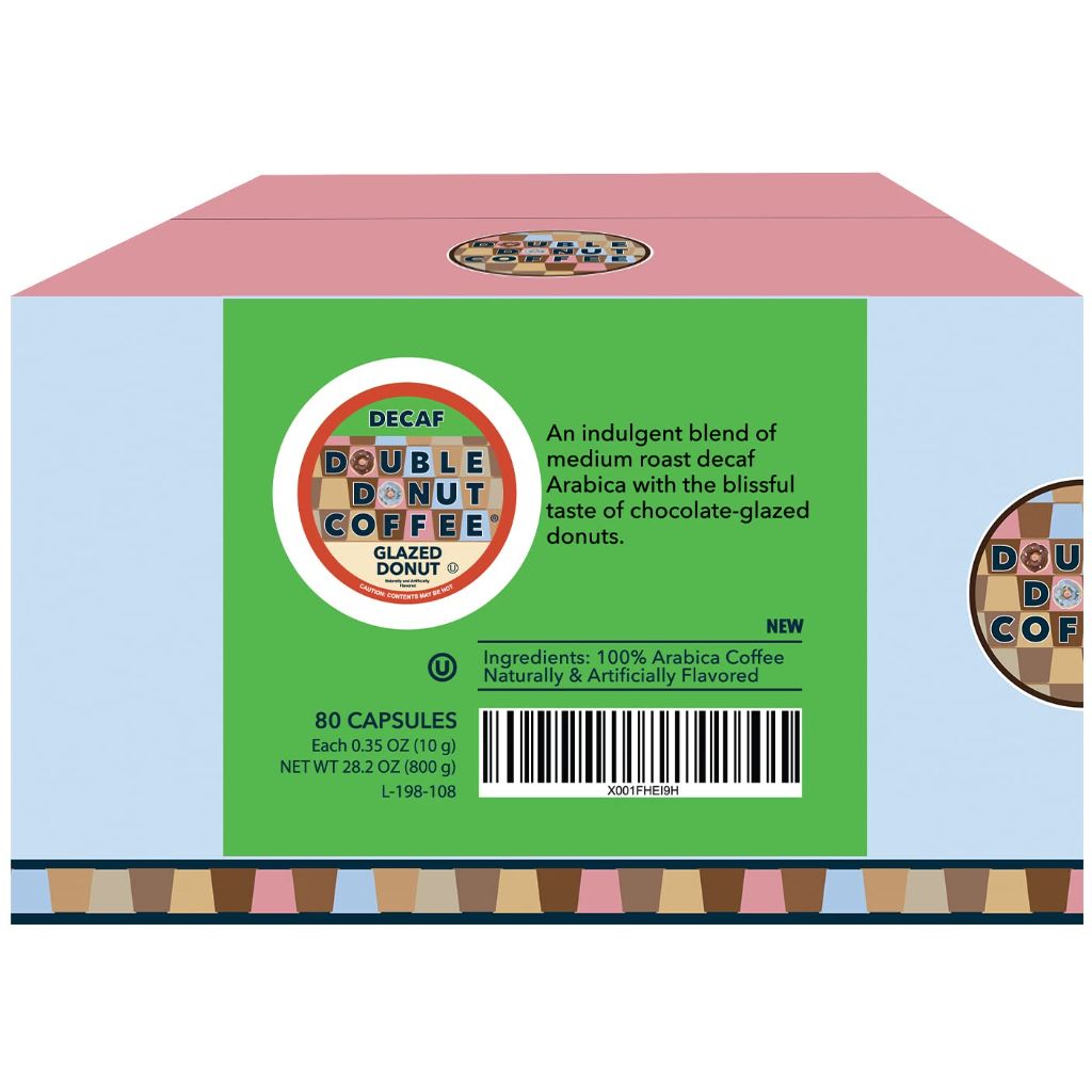 Double Donut Decaf Glazed Donut Medium Roast Keurig K-Cup Coffee Pods, 80ct.