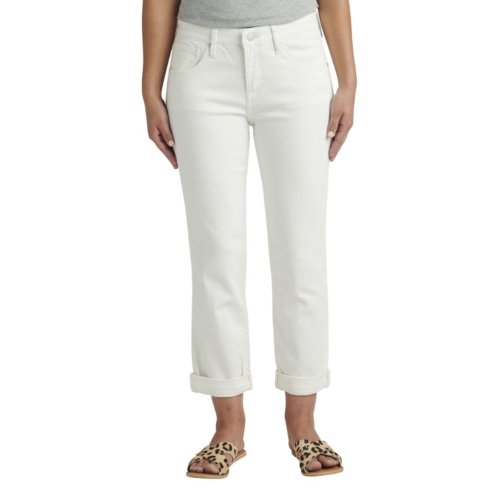 JAG Carter Women's Mid Rise Girlfriend Jeans - White, Size 12 (26" Inseam)