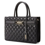 OYATU Genuine Leather Puffer Tote Bag - Black