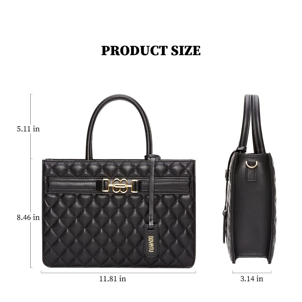 OYATU Genuine Leather Puffer Tote Bag - Black