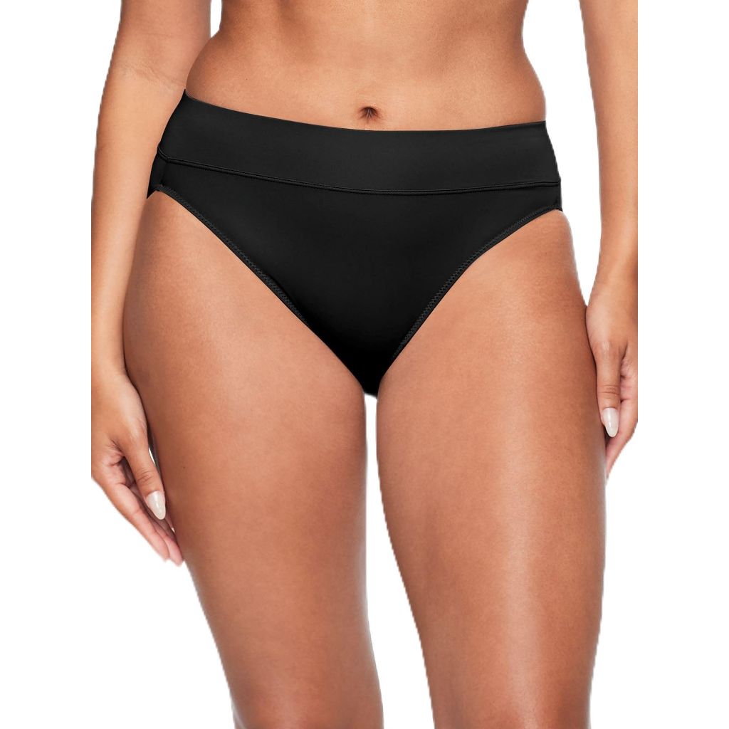Warners Women's No Pinching No Problems Dig-Free Comfort Waist Microfiber Hi-Cut Briefs - Black Polka Dot, 2XL