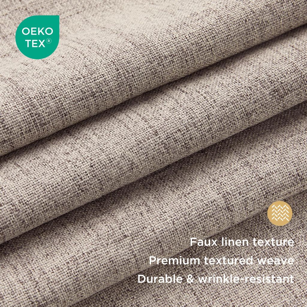 CUCRAF Natural Linen 100% Blackout Curtains - Beige, 120" x 52" (2 Panels)