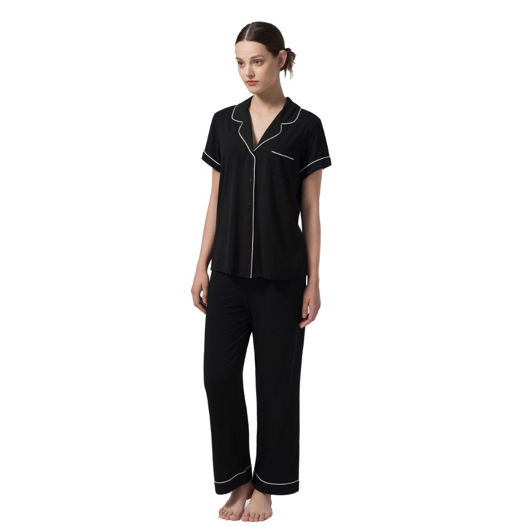 Dream Valley Women's Outlast Deep Sleep Modal Pajamas - Black, Medium