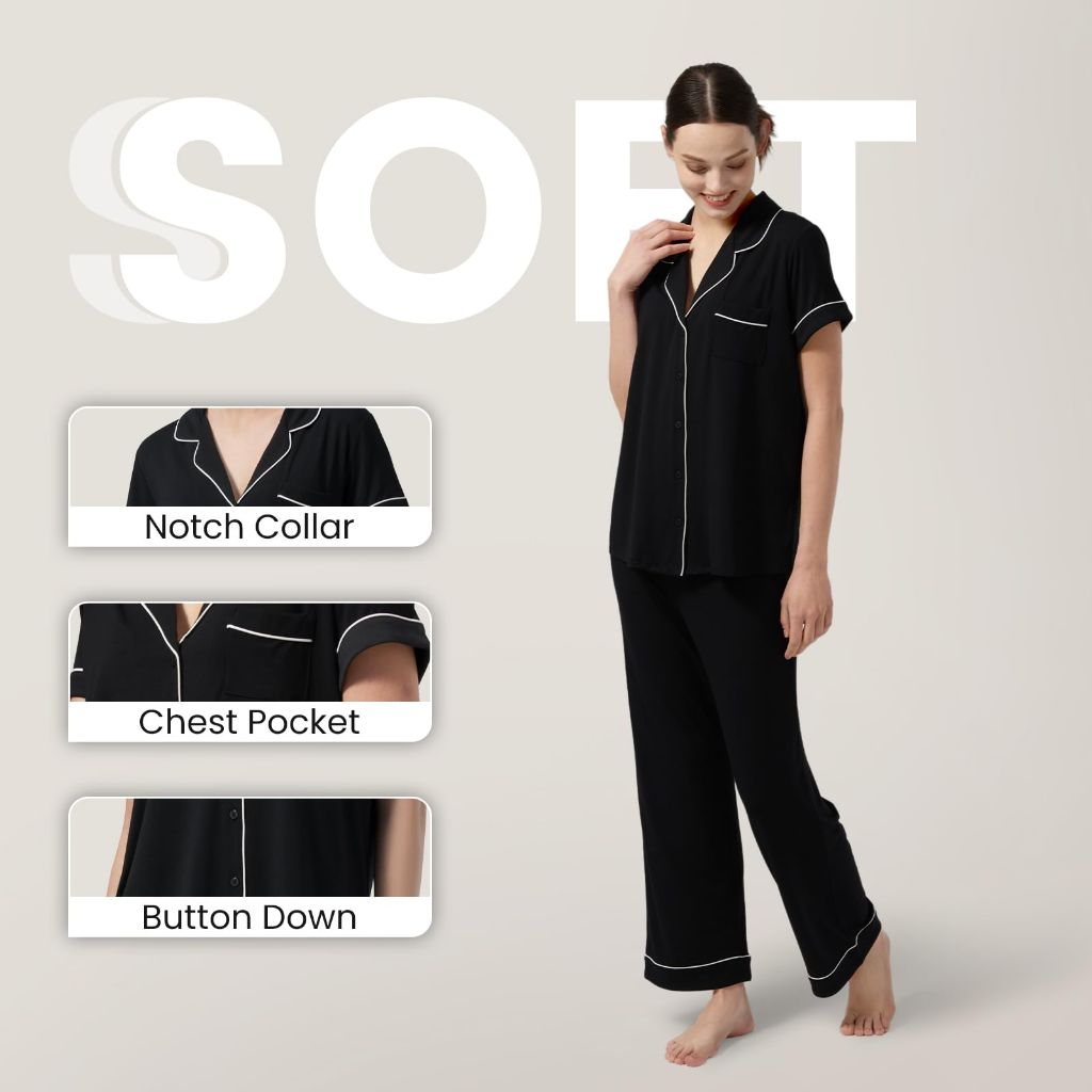 Dream Valley Women's Outlast Deep Sleep Modal Pajamas - Black, Medium