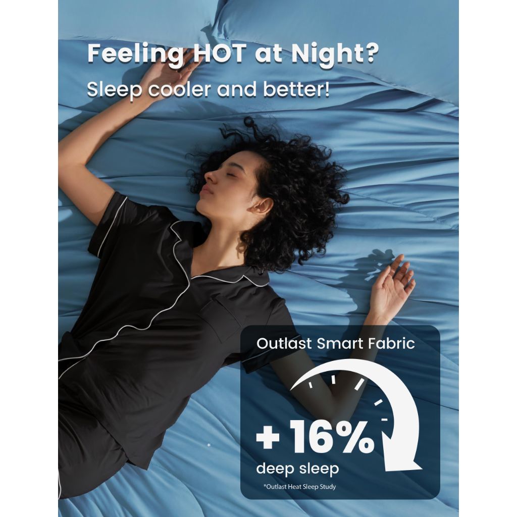 Dream Valley Women's Outlast Deep Sleep Modal Pajamas - Black, Medium