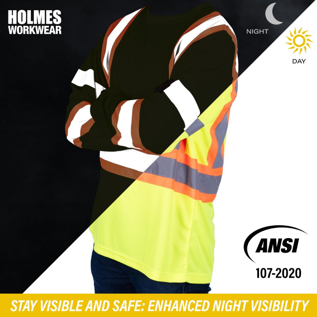 Holmes Workwear Hi-Vis Yellow Polyester Hoodie with Reflective Stripes, 4XL